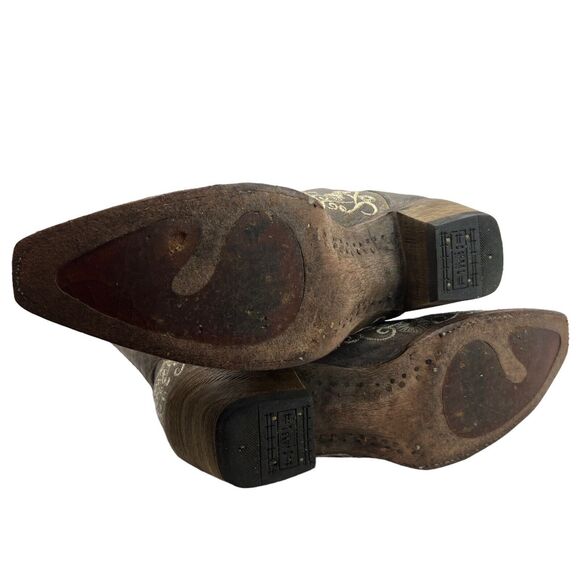 Corral Wedding Big Floral Embroidered Snip Toe Boots Brown/Bone Size 9.5 - Picture 15 of 16